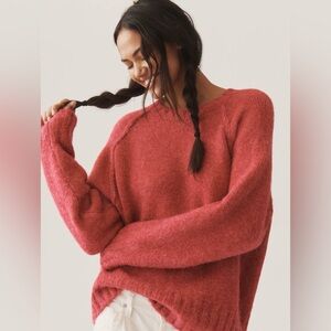 Anthropologie the cline chunky crewneck sweater - raspberry pink - medium